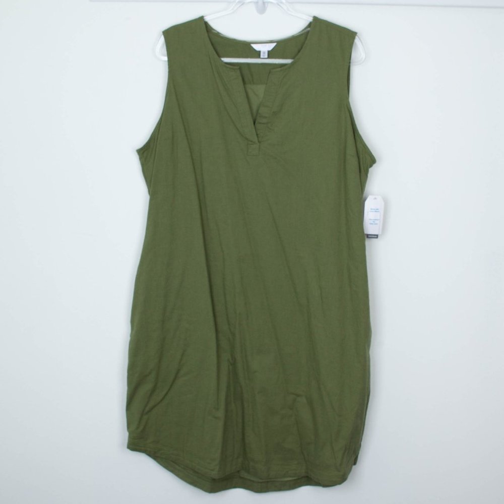 Time and Tru Notch Neck Linen Blend Relaxed Fit Shift Dress Women's Size XXL NWT
